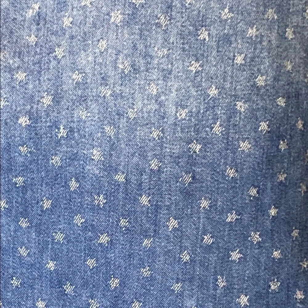 Johnny Was 3J Workshop Blue Long Sleeve Boxy Button Down with Stars - Picture 4 of 6